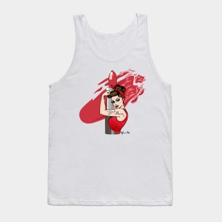 Girl Power Red Lipstick vintage Pinup Lashes retro make up artist make up lover Icon Tank Top